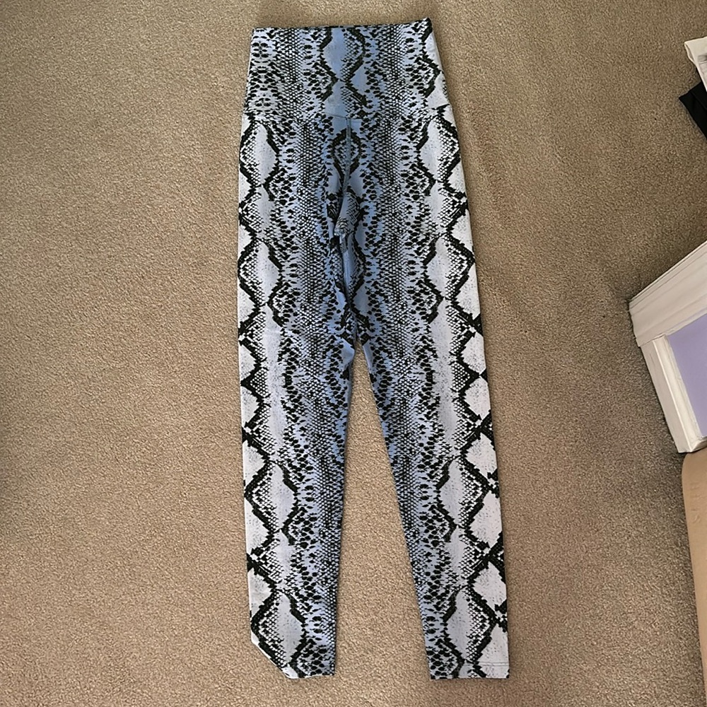 Blue snakeskin leggings